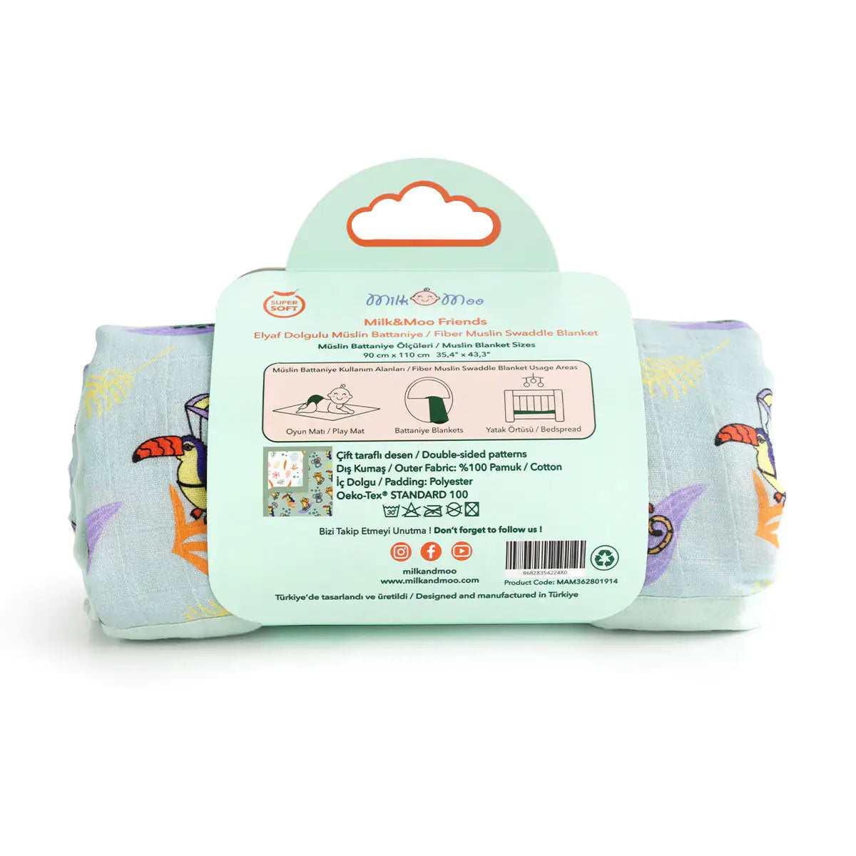 Milk&Moo Jungle Friends - Fiber-Filled Muslin Blanket