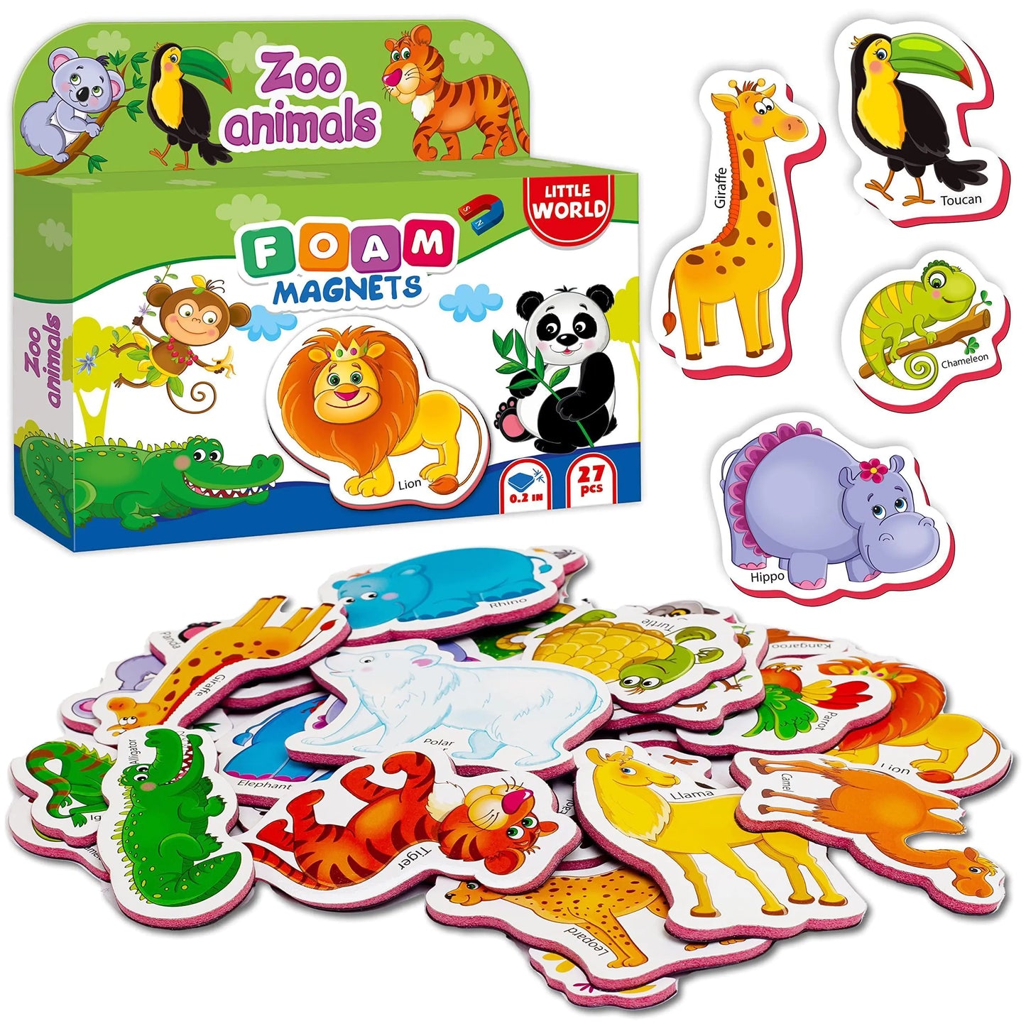 27 Fridge Magnets for Toddlers 13 years Zoo Animals Foam Magnets for Kids