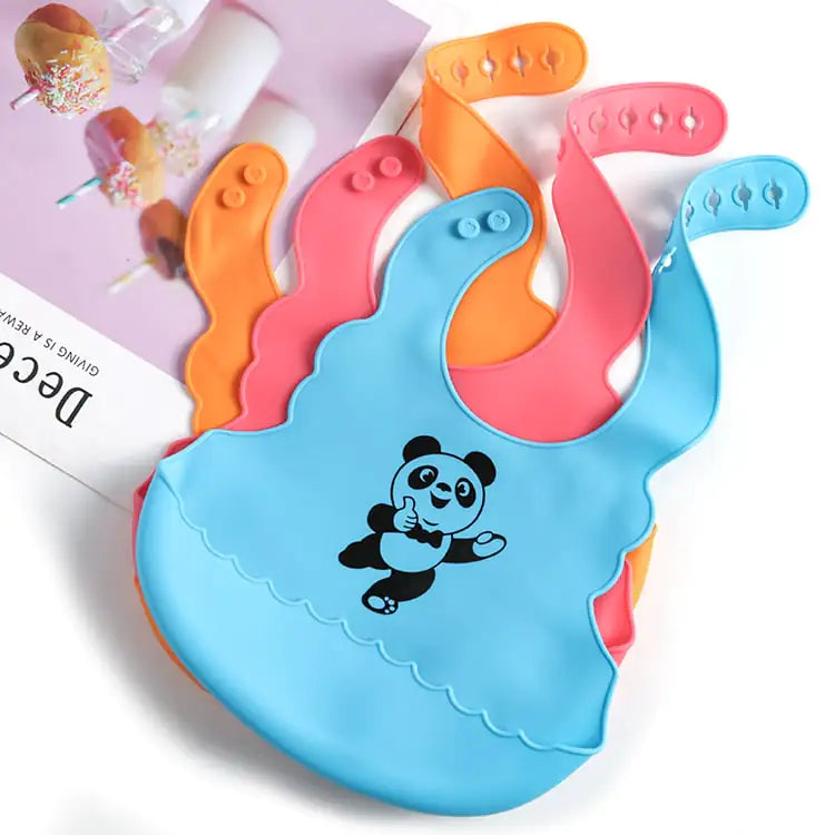 Silicone Baby Bib with Catch Pocket