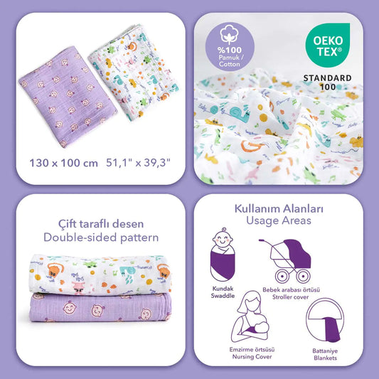 Milk&Moo Friends - Muslin Wrap Set of 2