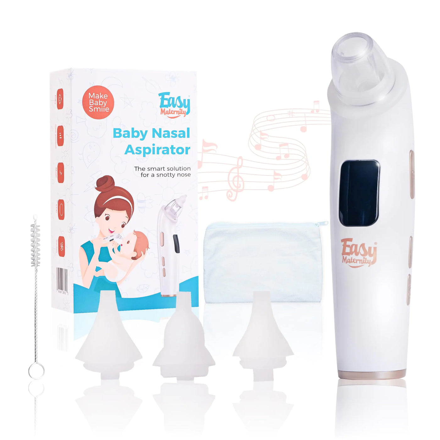Easy Maternity Baby Nasal Aspirator with Calming Night Light Soothing Music for Newborns Babies and Toddlers Soft Silicone Tips