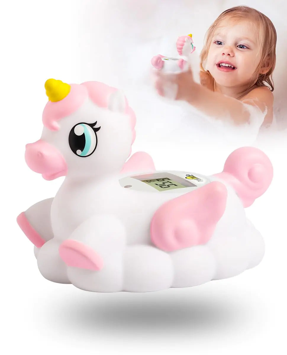 Baby Bath Thermometer for InfantsCute One-Horned Horse Digital Bath Thermometer for BabyRoom&Water Temperature Thermometer Baby Toy
