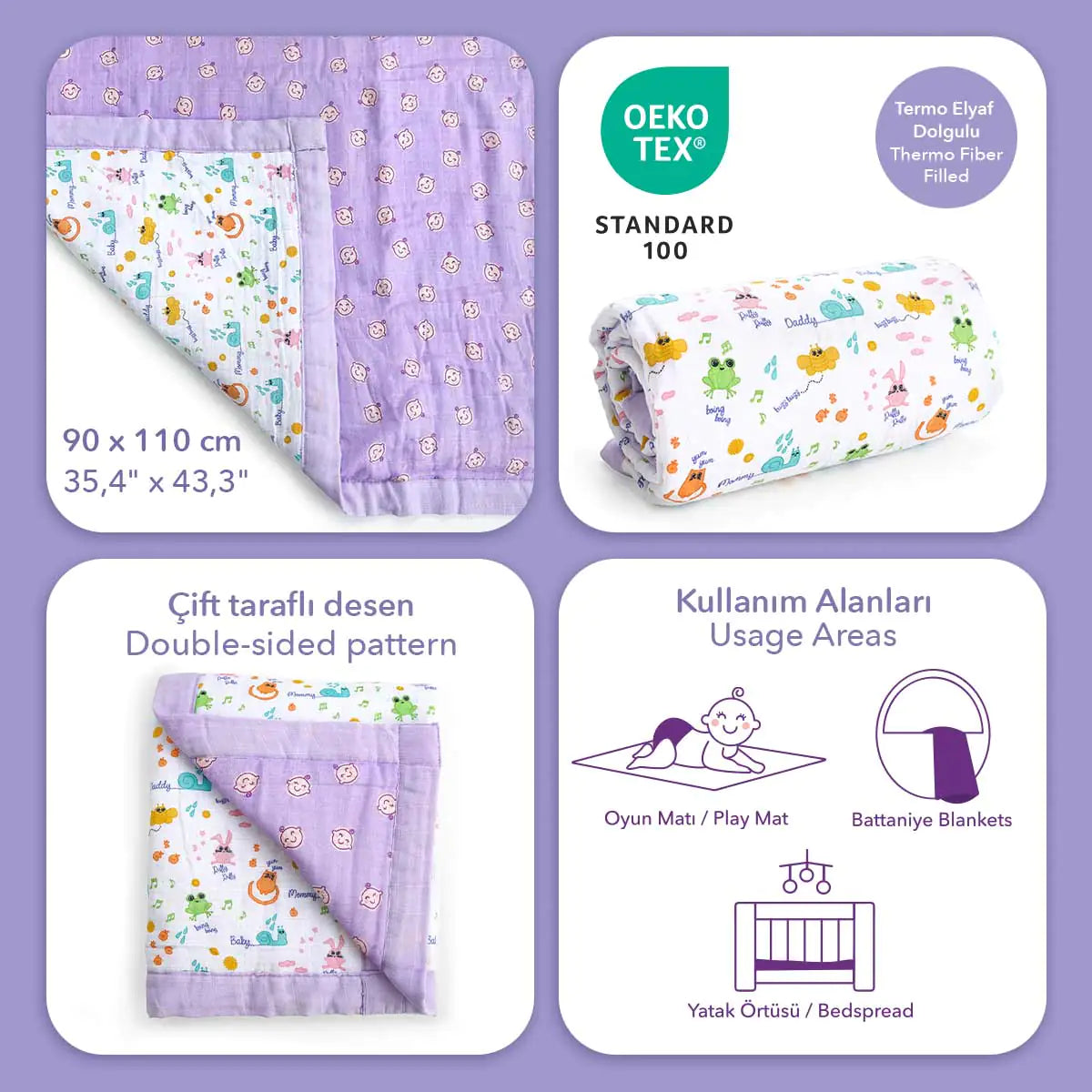 Milk&Moo Friends: Premium Fiber-Filled Muslin Baby Blanket