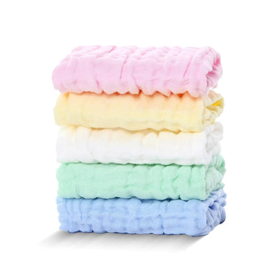 DAMATCH 5 Pack Baby Muslin Washcloths for NewbornsLarge 10x10 inchesNatural Cotton Burp ClothsSoft Absorbent Baby Wash Cloths for Sensitive SkinBaby Girls and Boys Face Towels