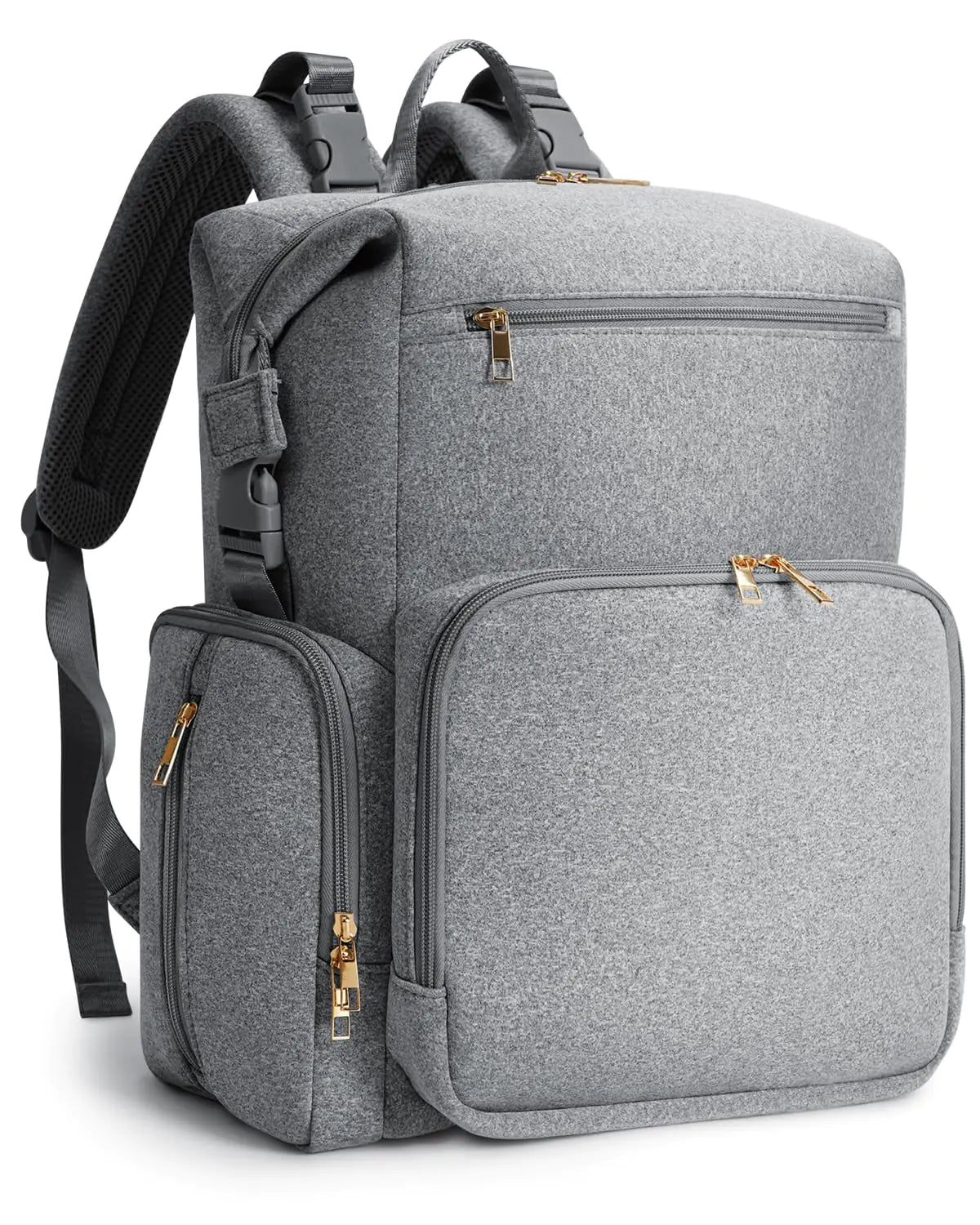 CEI-CEI Neoprene Diaper Bag Backpack with Changing Pad Large Newborn Baby Maternity Bags Travel Tote with Insulated Pockets (Grey)